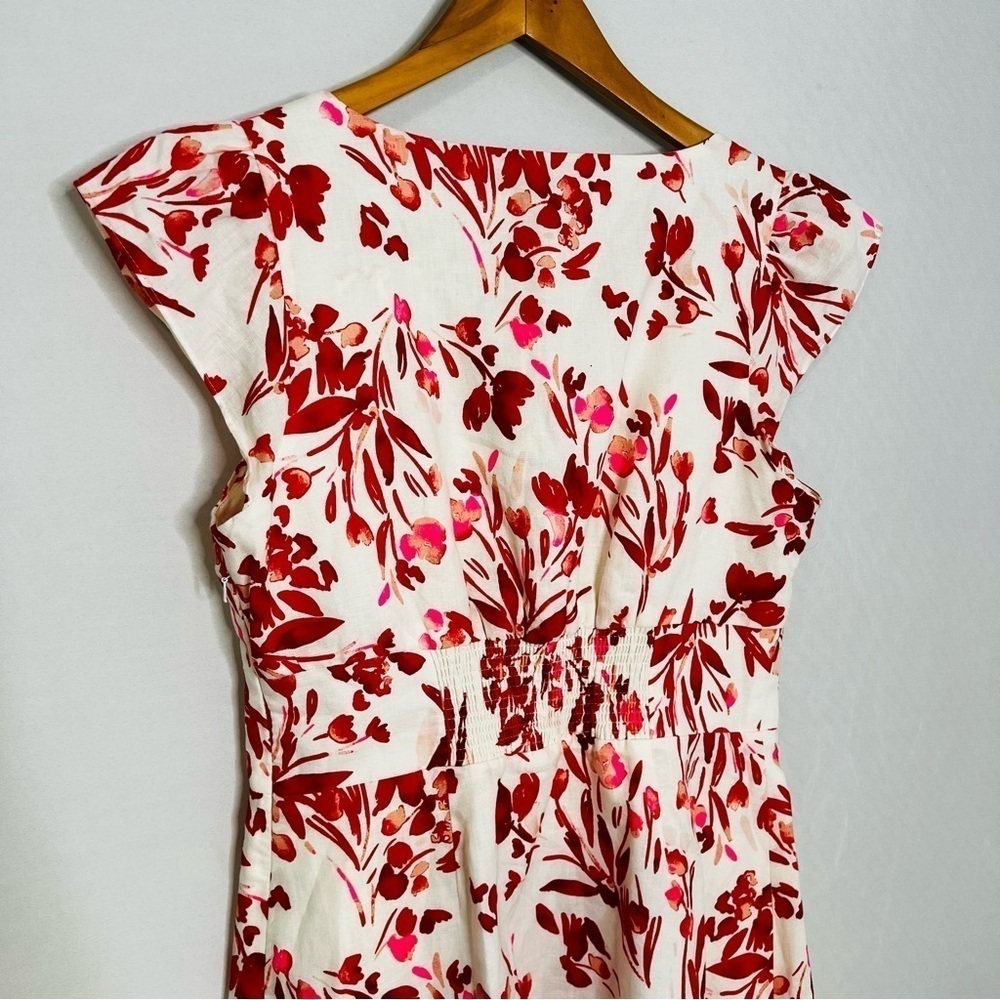 Banana Republic Linen & Cotton Blend Red, Pink & White Floral Mini Dress. Size 8 - Picture 9 of 16